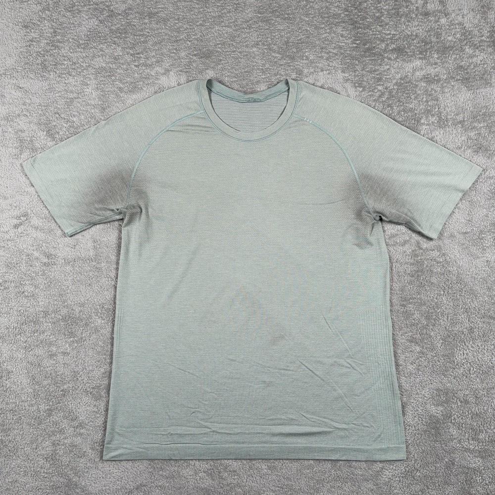 Lululemon Shirt Mens Large Green Metal Vent Tech Short Sleeve Performance Gym *